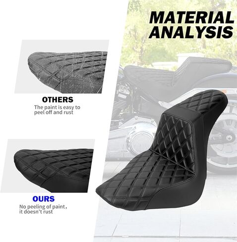 HDBUBALUS مقعد سائق الركاب دراجة نارية مقعد مزدوج مناسب لـ Harley FLSTF FXBRS Softail Fatboy 2018-2025 Breakout 2023-2025 (خياطة سوداء) in Saudi Arabia
