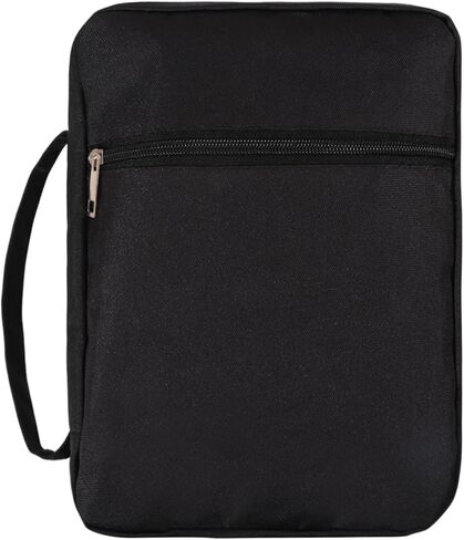 GLOBLELAND Black Bible Cover with Handle 12x8.7inch Bible Case Bags Waterproof Carrying Book Case with Zippered Pocket Books Protector for Book Lovers in Saudi Arabia