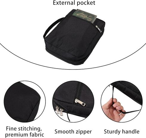 GLOBLELAND Black Bible Cover with Handle 12x8.7inch Bible Case Bags Waterproof Carrying Book Case with Zippered Pocket Books Protector for Book Lovers in Saudi Arabia