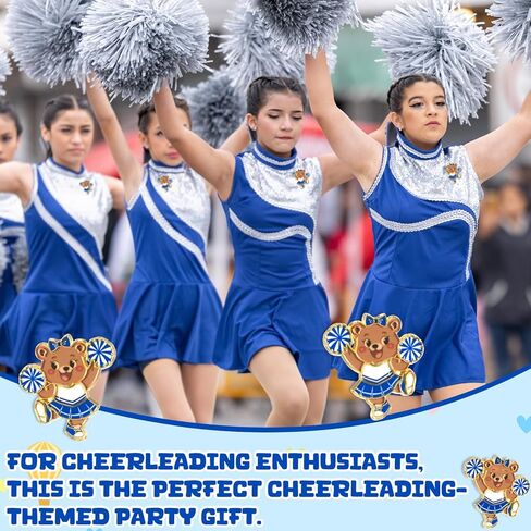 Misdary 24 Set / 48 Pcs Cheer Team Gifts Bulk for Basketball Cheerleader Bear Pins Brooches Bear the Spirit Claim the Victory Tags Team Inspirational Accessories for Teammates Party Supplies in Saudi Arabia