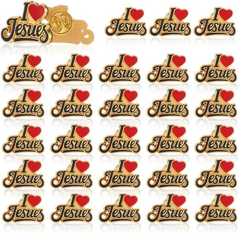 25 Sets Jesus Pins, Enamel I Love Jesus Pin with Cards, Christian Pins Bulk Jehovahs Witnesses Gifts for Women Men Backpacks Suit Jacket in Kuwait