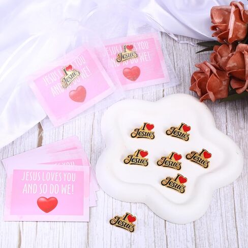 25 Sets Jesus Pins, Enamel I Love Jesus Pin with Cards, Christian Pins Bulk Jehovahs Witnesses Gifts for Women Men Backpacks Suit Jacket in Kuwait