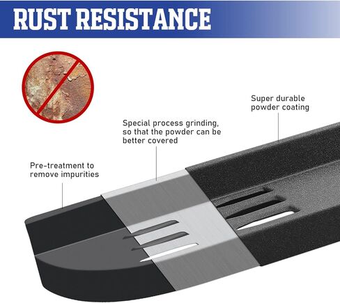 لوحات تشغيل مقاس 7 بوصات متوافقة مع سيارة Ford F150 Supercrew Cab Pickup (4 أبواب كاملة الحجم)، F150 Crew Cab Pickup مع مسحوق أسود محكم ثنائي المرحلة F150 in Kuwait