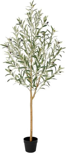 شجرة زيتون صناعية بطول 7 أقدام من بيلكات مع صندوق خشبي حقيقي، شجرة زيتون صناعية 84 بوصة مع فواكه نابضة بالحياة وأوراق حرير، شجرة زيتون وهمية داخلية لغرفة المعيشة وغرفة النوم والمكتب in Kuwait