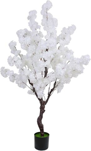 Artificial Cherry Blossom Tree 5.3ft, Faux Cherry Blossom Tree Fake White Cherry Tree for Wedding Office Home Living Room House Indoor Outdoor Decor in Saudi Arabia