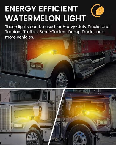 2PCS العنبر وجه مزدوج 34 LED أضواء إشارة بدوره البطيخ ث / قناع، نصف شاحنة كروم مساعد مقاوم للماء أضواء LED ثورة مزدوجة لFreightliner Peterbilt Kenworth Mack Western Star in Kuwait