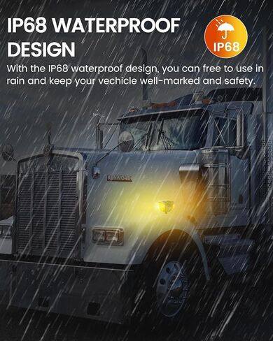 2PCS العنبر وجه مزدوج 34 LED أضواء إشارة بدوره البطيخ ث / قناع، نصف شاحنة كروم مساعد مقاوم للماء أضواء LED ثورة مزدوجة لFreightliner Peterbilt Kenworth Mack Western Star in Kuwait