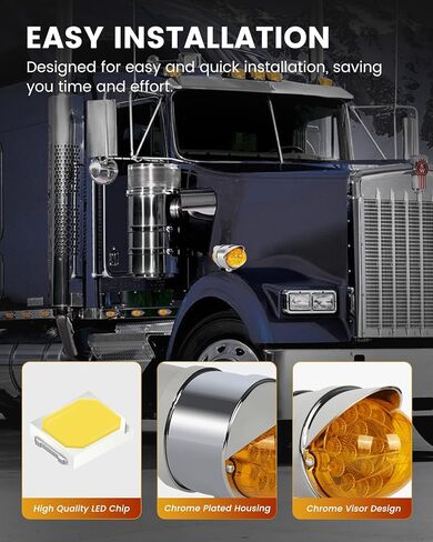 2PCS العنبر وجه مزدوج 34 LED أضواء إشارة بدوره البطيخ ث / قناع، نصف شاحنة كروم مساعد مقاوم للماء أضواء LED ثورة مزدوجة لFreightliner Peterbilt Kenworth Mack Western Star in Kuwait