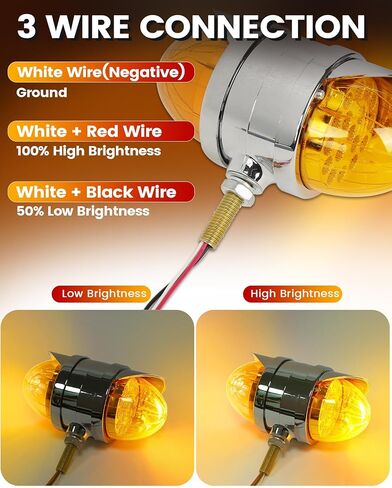 2PCS العنبر وجه مزدوج 34 LED أضواء إشارة بدوره البطيخ ث / قناع، نصف شاحنة كروم مساعد مقاوم للماء أضواء LED ثورة مزدوجة لFreightliner Peterbilt Kenworth Mack Western Star in Kuwait
