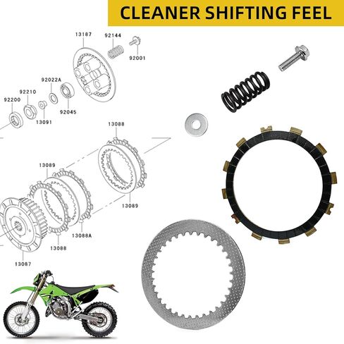 Clutch Friction w/Steel Plates Springs & Clutch Outer Cover Gasket for Kawasaki KX125 1997-2002 130881102 13088-1008 13088-1102 in Saudi Arabia