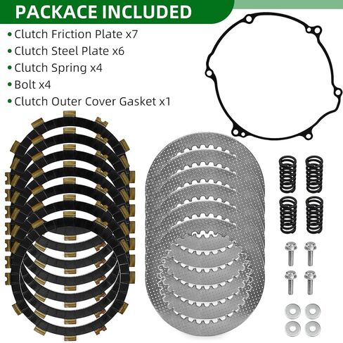 Clutch Friction w/Steel Plates Springs & Clutch Outer Cover Gasket for Kawasaki KX125 1997-2002 130881102 13088-1008 13088-1102 in Saudi Arabia