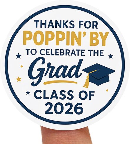 ملصقات تخرج 2026 الفشار - شكرًا على Poppin من ملصقات هدايا الحفلات لأكياس الفشار - 120 قطعة من الملصقات الورقية المستديرة مقاس 1.6 بوصة فئة 2026 ديكور المنزل المفتوح in Kuwait