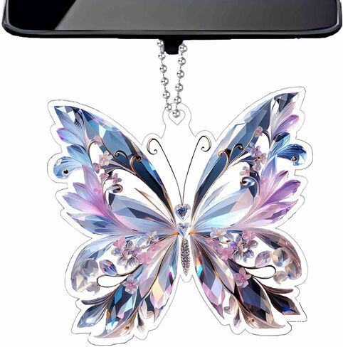 Crystal Butterfly car Accessories for Women, Butterfly car Rear View Mirror Charm Hanging Decoration Accessories Pendant, Cute Purple Aesthetic Decor Gifts Interior Ornament Truck Christmas for Men in Kuwait