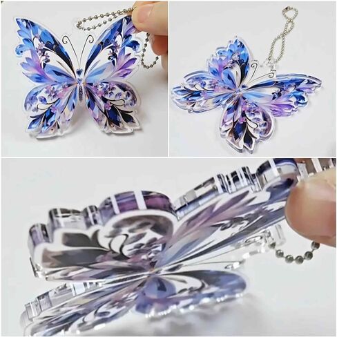 Crystal Butterfly car Accessories for Women, Butterfly car Rear View Mirror Charm Hanging Decoration Accessories Pendant, Cute Purple Aesthetic Decor Gifts Interior Ornament Truck Christmas for Men in Kuwait