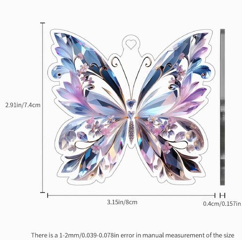 Crystal Butterfly car Accessories for Women, Butterfly car Rear View Mirror Charm Hanging Decoration Accessories Pendant, Cute Purple Aesthetic Decor Gifts Interior Ornament Truck Christmas for Men in Kuwait