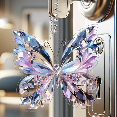 Crystal Butterfly car Accessories for Women, Butterfly car Rear View Mirror Charm Hanging Decoration Accessories Pendant, Cute Purple Aesthetic Decor Gifts Interior Ornament Truck Christmas for Men in Kuwait