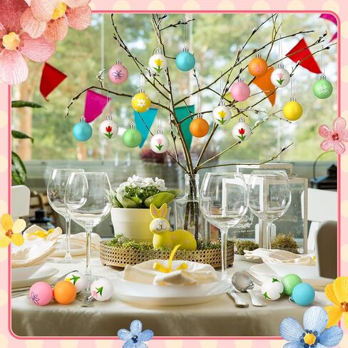 16 Pcs 1.97 Inch Hand Painted Spring Summer Ball Ornaments for Tree Colored Spring Hanging Ornaments Summer Tree Decorations Butterfly Tulip Daisy Decorations for Holiday Party Favors in Saudi Arabia