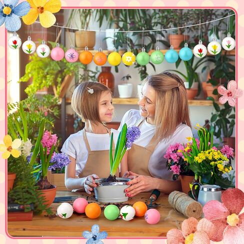 16 Pcs 1.97 Inch Hand Painted Spring Summer Ball Ornaments for Tree Colored Spring Hanging Ornaments Summer Tree Decorations Butterfly Tulip Daisy Decorations for Holiday Party Favors in Saudi Arabia