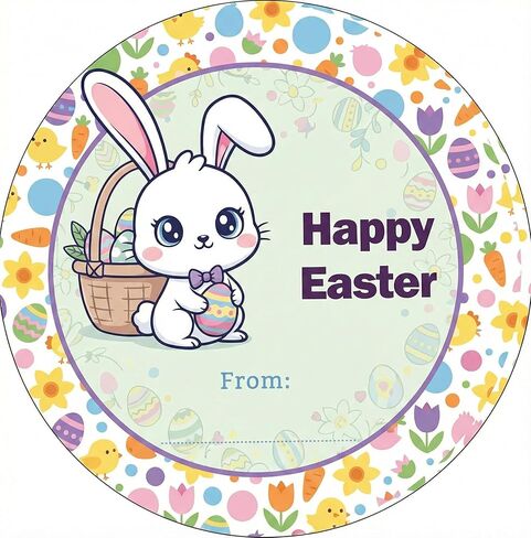 60 Pcs Happy Easter Stickers, Bunny Stickers for Easter Eggs Gift Tags Envelope Sticker Seals, Rabbit Pattern Design Gift Tags Sticker Envelope Egg Cards Basket Spring Decorations in Saudi Arabia