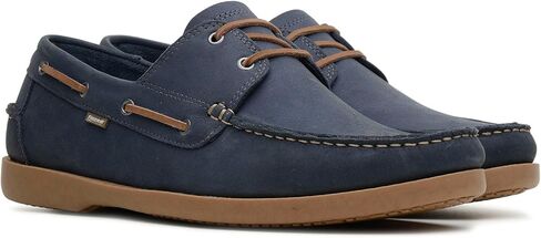 Freeway Navy Leather Moccasin for Men, Genuine Leather Casual Slip-On Boat Shoe, Low Top with Rubber Sole in Saudi Arabia