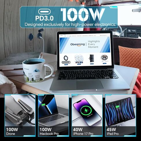 منفذ USB 118 وات 12 فولت 100 وات شاحن سيارة للكمبيوتر المحمول من النوع C، 18 وات QC3.0 USB شحن سريع مقاوم للماء مقبس مزدوج المنفذ، ملحقات بديلة ولاعة السجائر لقارب شاحنة مقطورة RV (قطعتان) in Kuwait