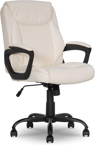 Amazon Basics Classic Puresoft PU Padded Mid-Back Office Computer Desk Chair with Armrest, 26"D x 23.75"W x 42"H, Black in Kuwait