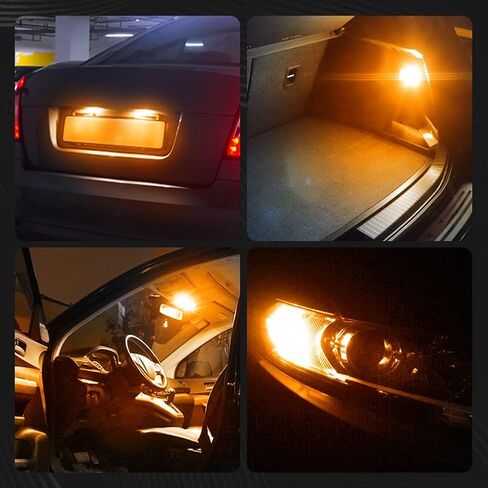 H21W BAY9S LED Bulb,AC/DC 9-30V 1200LM CANBUS Error Free 15-SMD 3030 Chip 64136 LED Light Bulb for Car Interior Dome Map Door Courtesy License Plate Lights.2-Pack. (H21W BAY9S, Amber/Yellow) in Kuwait