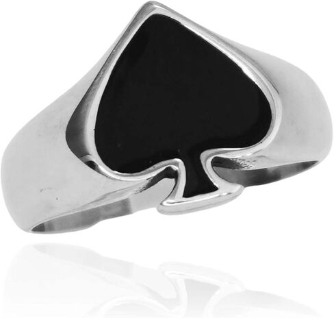 Ace of Spades Ring for Men, Black Ace Spades Poker Ring, Ace Playing Card Ring, Poker Gambling Cocktail Party Ring, Retro Punk Rock Biker Ring, Gambling Casino Jewelry Gift for Men mens in Saudi Arabia