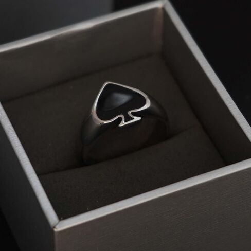 Ace of Spades Ring for Men, Black Ace Spades Poker Ring, Ace Playing Card Ring, Poker Gambling Cocktail Party Ring, Retro Punk Rock Biker Ring, Gambling Casino Jewelry Gift for Men mens in Saudi Arabia