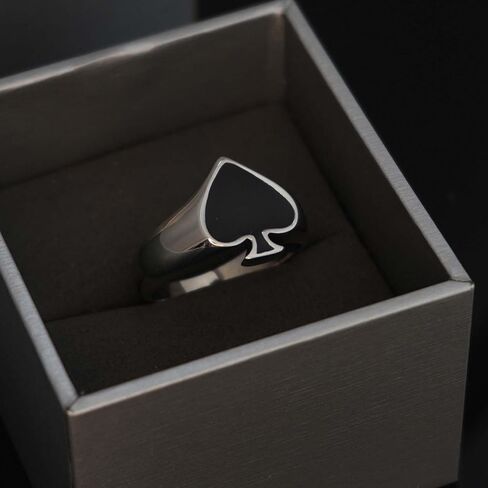 Ace of Spades Ring for Men, Black Ace Spades Poker Ring, Ace Playing Card Ring, Poker Gambling Cocktail Party Ring, Retro Punk Rock Biker Ring, Gambling Casino Jewelry Gift for Men mens in Saudi Arabia