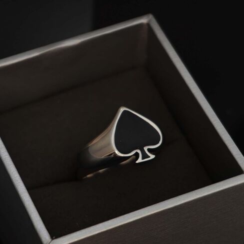 Ace of Spades Ring for Men, Black Ace Spades Poker Ring, Ace Playing Card Ring, Poker Gambling Cocktail Party Ring, Retro Punk Rock Biker Ring, Gambling Casino Jewelry Gift for Men mens in Saudi Arabia
