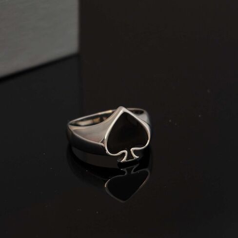 Ace of Spades Ring for Men, Black Ace Spades Poker Ring, Ace Playing Card Ring, Poker Gambling Cocktail Party Ring, Retro Punk Rock Biker Ring, Gambling Casino Jewelry Gift for Men mens in Saudi Arabia