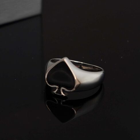 Ace of Spades Ring for Men, Black Ace Spades Poker Ring, Ace Playing Card Ring, Poker Gambling Cocktail Party Ring, Retro Punk Rock Biker Ring, Gambling Casino Jewelry Gift for Men mens in Saudi Arabia