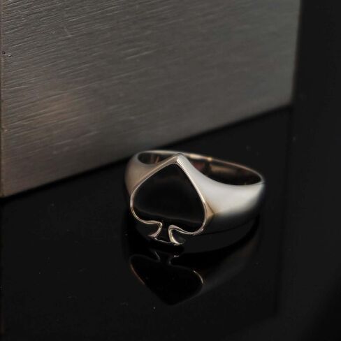 Ace of Spades Ring for Men, Black Ace Spades Poker Ring, Ace Playing Card Ring, Poker Gambling Cocktail Party Ring, Retro Punk Rock Biker Ring, Gambling Casino Jewelry Gift for Men mens in Saudi Arabia
