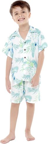 Matchable Hawaiian Luau Father Son Men Aloha Shirt or Boy Aloha Shirt in Orchid Breeze White in Saudi Arabia