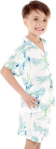 Matchable Hawaiian Luau Father Son Men Aloha Shirt or Boy Aloha Shirt in Orchid Breeze White in Saudi Arabia