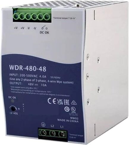 1 قطعة WDR-480-48 48 فولت 10A 480 واط مخرج واحد صناعي DIN السكك الحديدية مصدر الطاقة in Saudi Arabia