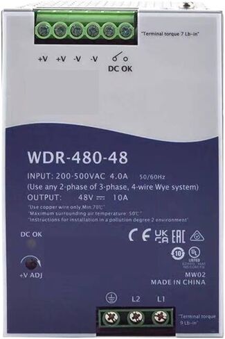 1 قطعة WDR-480-48 48 فولت 10A 480 واط مخرج واحد صناعي DIN السكك الحديدية مصدر الطاقة in Saudi Arabia