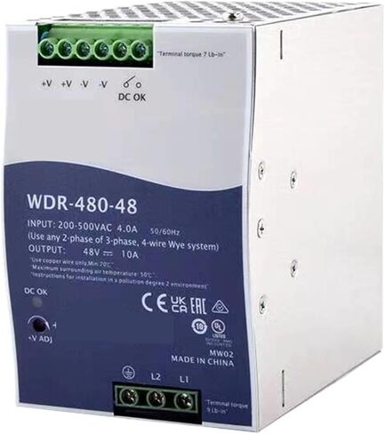 1 قطعة WDR-480-48 48 فولت 10A 480 واط مخرج واحد صناعي DIN السكك الحديدية مصدر الطاقة in Saudi Arabia