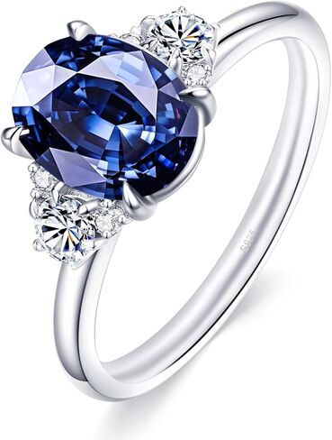 Moissanite Engagement Rings for Women | 2.2CT Royal Blue Oval-Cut VVS1 | Multi-Color Multi-Cut 1.7-1.8CT | Premium S925 Sterling Silver 18K White Gold Plated | Wedding Promise Ring Size 4-10| Anniversary Birthday Jewelry Gift in Saudi Arabia