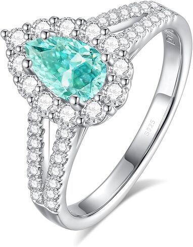 Moissanite Engagement Rings for Women | 2.2CT Royal Blue Oval-Cut VVS1 | Multi-Color Multi-Cut 1.7-1.8CT | Premium S925 Sterling Silver 18K White Gold Plated | Wedding Promise Ring Size 4-10| Anniversary Birthday Jewelry Gift in Saudi Arabia