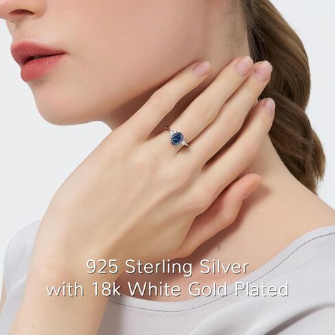 Moissanite Engagement Rings for Women | 2.2CT Royal Blue Oval-Cut VVS1 | Multi-Color Multi-Cut 1.7-1.8CT | Premium S925 Sterling Silver 18K White Gold Plated | Wedding Promise Ring Size 4-10| Anniversary Birthday Jewelry Gift in Saudi Arabia
