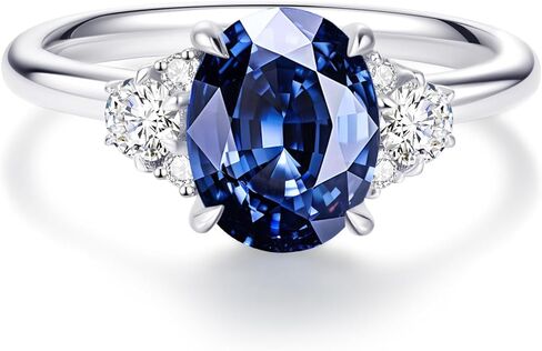 Moissanite Engagement Rings for Women | 2.2CT Royal Blue Oval-Cut VVS1 | Multi-Color Multi-Cut 1.7-1.8CT | Premium S925 Sterling Silver 18K White Gold Plated | Wedding Promise Ring Size 4-10| Anniversary Birthday Jewelry Gift in Saudi Arabia
