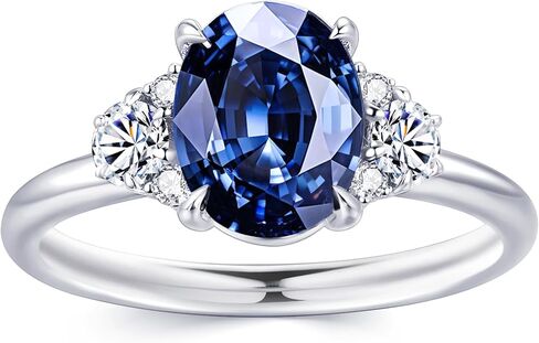Moissanite Engagement Rings for Women | 2.2CT Royal Blue Oval-Cut VVS1 | Multi-Color Multi-Cut 1.7-1.8CT | Premium S925 Sterling Silver 18K White Gold Plated | Wedding Promise Ring Size 4-10| Anniversary Birthday Jewelry Gift in Saudi Arabia