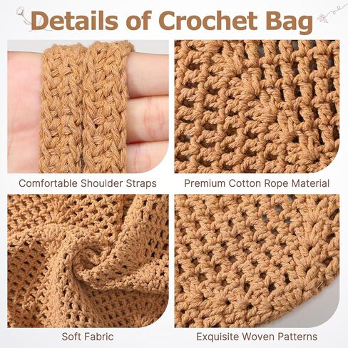 حقائب شاطئ كروشيه للنساء، حقيبة شبكية للشاطئ، حقيبة كتف جمالية للعطلات الصيفية بوهو هوبو in Kuwait