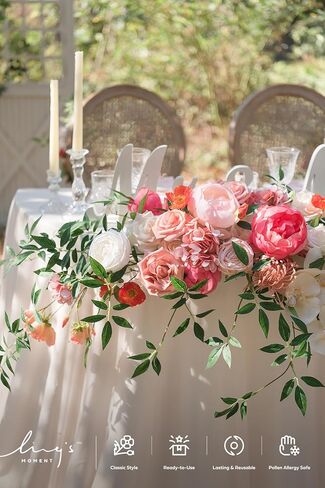 Ling's Momemnt Italian Ruscus Artificial Plants Vines,5.8ft Detachable Hanging Laurel Leaves Greenery Garland, Realistic Texture Filler Decor for Room/Wall/Office, Wedding Arrangement, Outdoor/Shelf in Kuwait