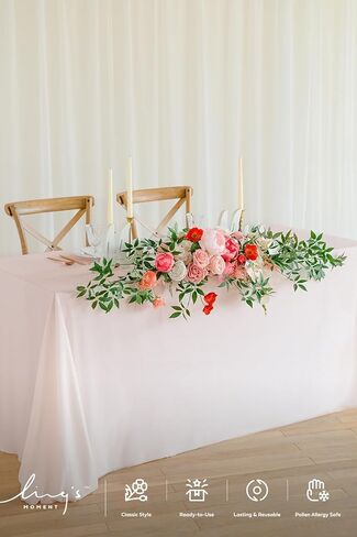 Ling's Momemnt Italian Ruscus Artificial Plants Vines,5.8ft Detachable Hanging Laurel Leaves Greenery Garland, Realistic Texture Filler Decor for Room/Wall/Office, Wedding Arrangement, Outdoor/Shelf in Kuwait