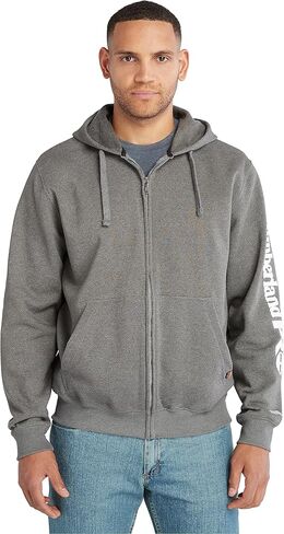 Timberland PRO Men's Honcho Sport Full-Zip Hooded Sweatshirt, Dark Charcoal Heather/White, XLT in Saudi Arabia