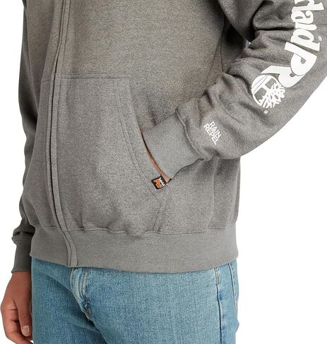 Timberland PRO Men's Honcho Sport Full-Zip Hooded Sweatshirt, Dark Charcoal Heather/White, XLT in Saudi Arabia