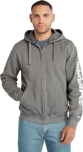 Timberland PRO Men's Honcho Sport Full-Zip Hooded Sweatshirt, Dark Charcoal Heather/White, XLT in Saudi Arabia